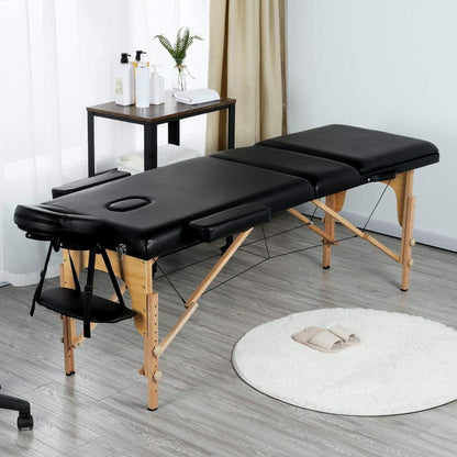 Mesa Plegable Elevada Portátil Ajustable Negra para Masajes o Tatuajes
