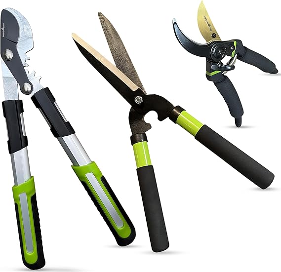 Yard Pruning & Trimming Set - Includes Hedge Shears, Garden Loppers, Pruners - Tampa Home & Garden Store