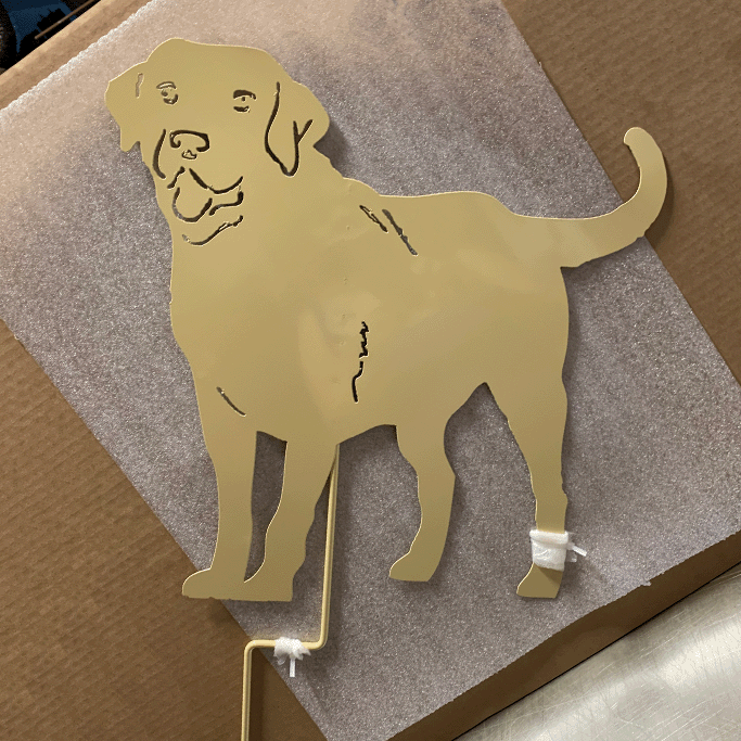 Labrador wall art sculpture in gold metal by Rustica Ornamentals, sports dogs category on Tampa Home & Garden Store