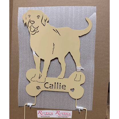 Labrador wall art statue tan on bone plaque with Callie paw print Rustica Ornamentals on Tampa Home & Garden Store