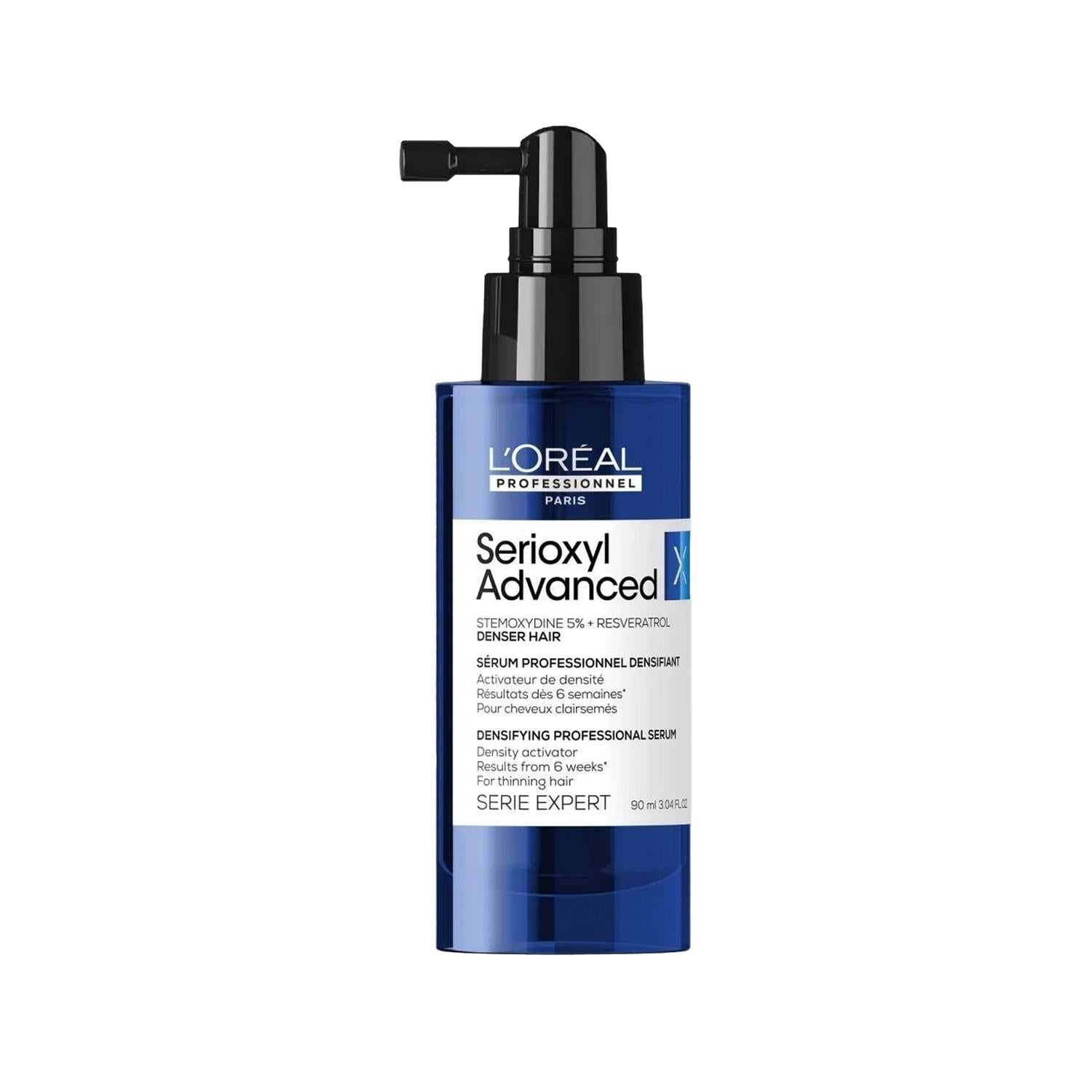 L'Oréal Professionnel Serioxyl Advanced Hair Serum bottle with black pump for fine hair on Tampa Home & Garden Store
