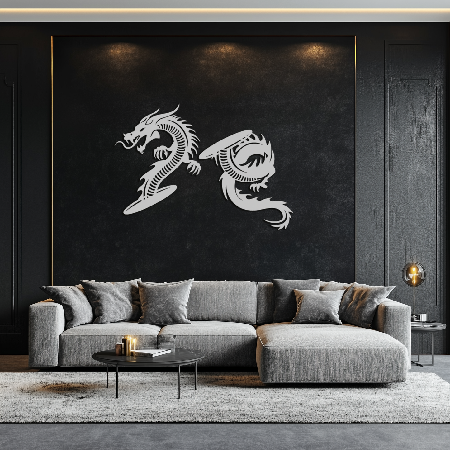 Yin Yang Dragon Duo Metal Wall Art – Eastern-Inspired Black Steel Decor for Modern, Zen and Asian-Themed Interiors- KAF464 - Tampa Home & Garden Store