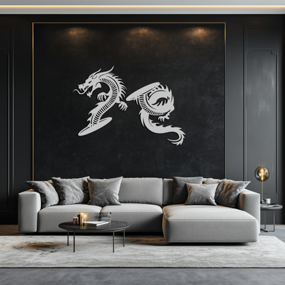 Yin Yang Dragon Duo Metal Wall Art – Eastern-Inspired Black Steel Decor for Modern, Zen and Asian-Themed Interiors- KAF464 - Tampa Home & Garden Store