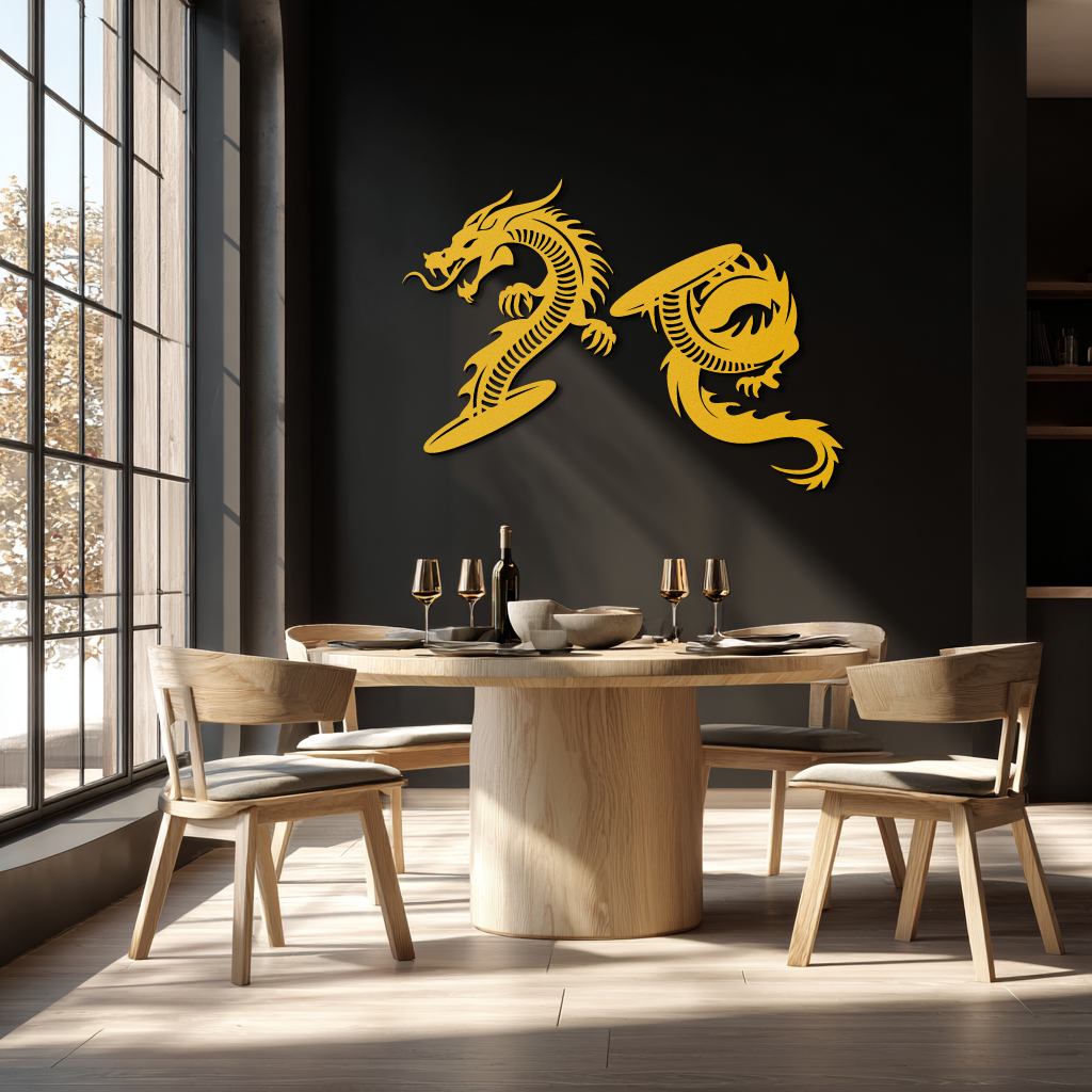 Yin Yang Dragon Duo Metal Wall Art – Eastern-Inspired Black Steel Decor for Modern, Zen and Asian-Themed Interiors- KAF464 - Tampa Home & Garden Store