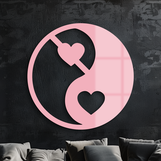 Yin Yang Heart Symbol Metal Wall Art – Modern Love Balance Decor - KAFGP075 - Tampa Home & Garden Store