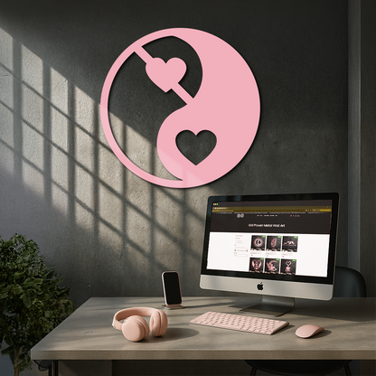 Yin Yang Heart Symbol Metal Wall Art – Modern Love Balance Decor - KAFGP075 - Tampa Home & Garden Store