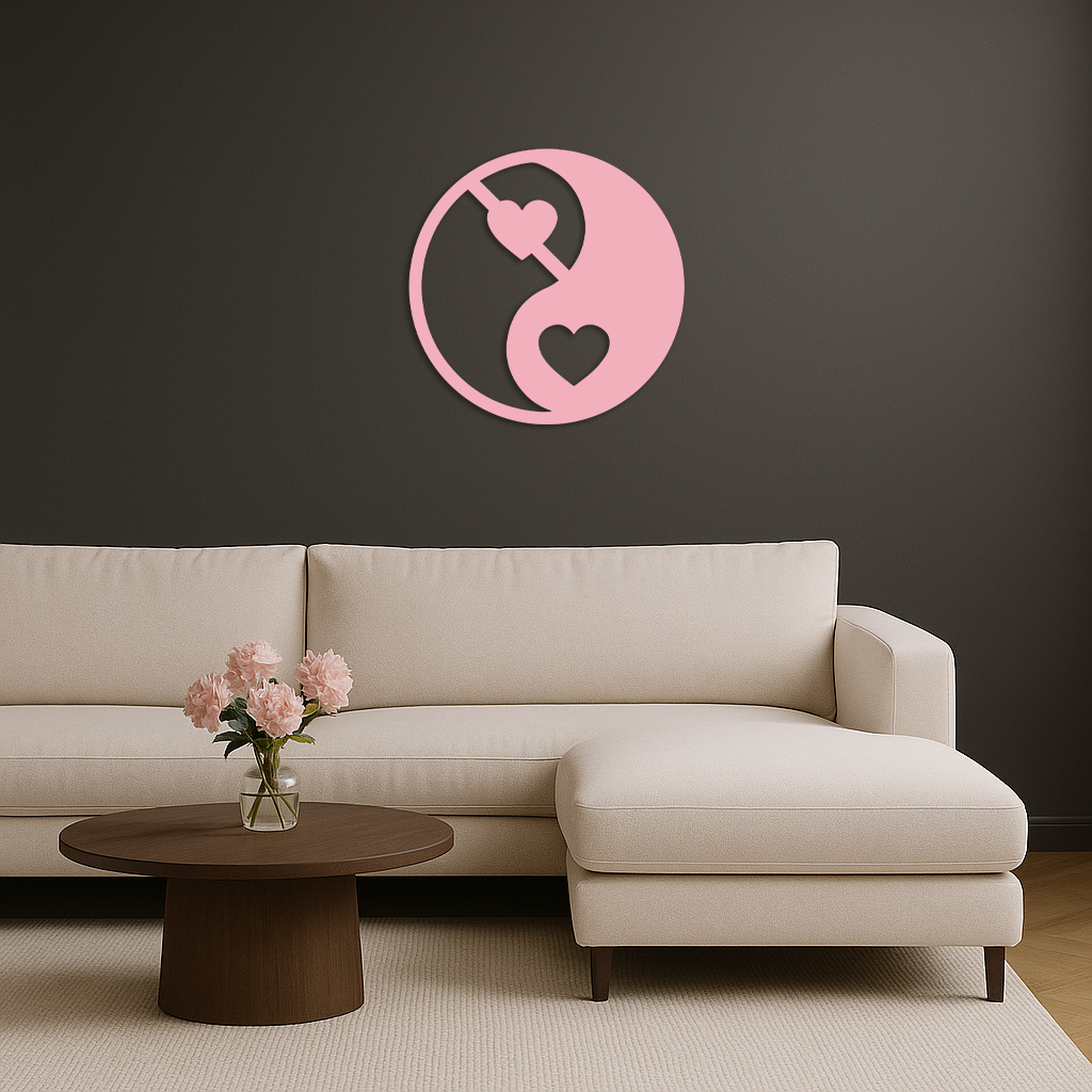 Yin Yang Heart Symbol Metal Wall Art – Modern Love Balance Decor - KAFGP075 - Tampa Home & Garden Store