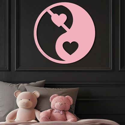 Yin Yang Heart Symbol Metal Wall Art – Modern Love Balance Decor - KAFGP075 - Tampa Home & Garden Store