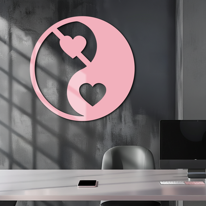 Yin Yang Heart Symbol Metal Wall Art – Modern Love Balance Decor - KAFGP075 - Tampa Home & Garden Store