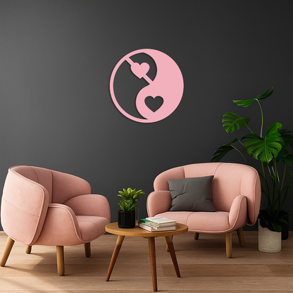 Yin Yang Heart Symbol Metal Wall Art – Modern Love Balance Decor - KAFGP075 - Tampa Home & Garden Store