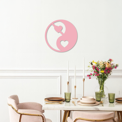 Yin Yang Heart Symbol Metal Wall Art – Modern Love Balance Decor - KAFGP075 - Tampa Home & Garden Store