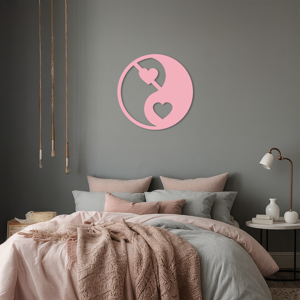 Yin Yang Heart Symbol Metal Wall Art – Modern Love Balance Decor - KAFGP075 - Tampa Home & Garden Store