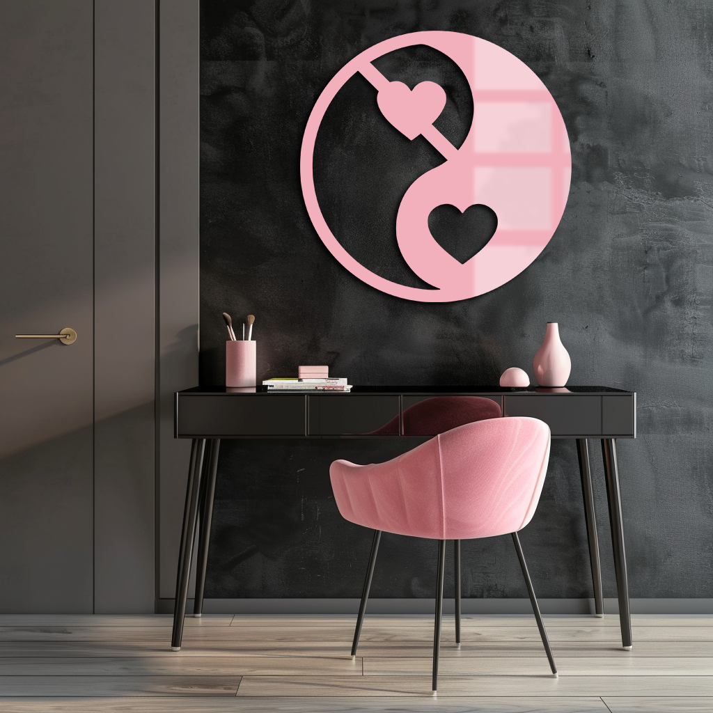 Yin Yang Heart Symbol Metal Wall Art – Modern Love Balance Decor - KAFGP075 - Tampa Home & Garden Store