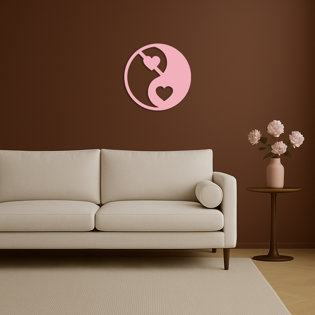 Yin Yang Heart Symbol Metal Wall Art – Modern Love Balance Decor - KAFGP075 - Tampa Home & Garden Store