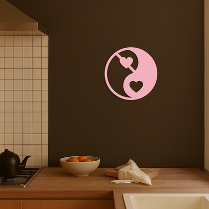 Yin Yang Heart Symbol Metal Wall Art – Modern Love Balance Decor - KAFGP075 - Tampa Home & Garden Store