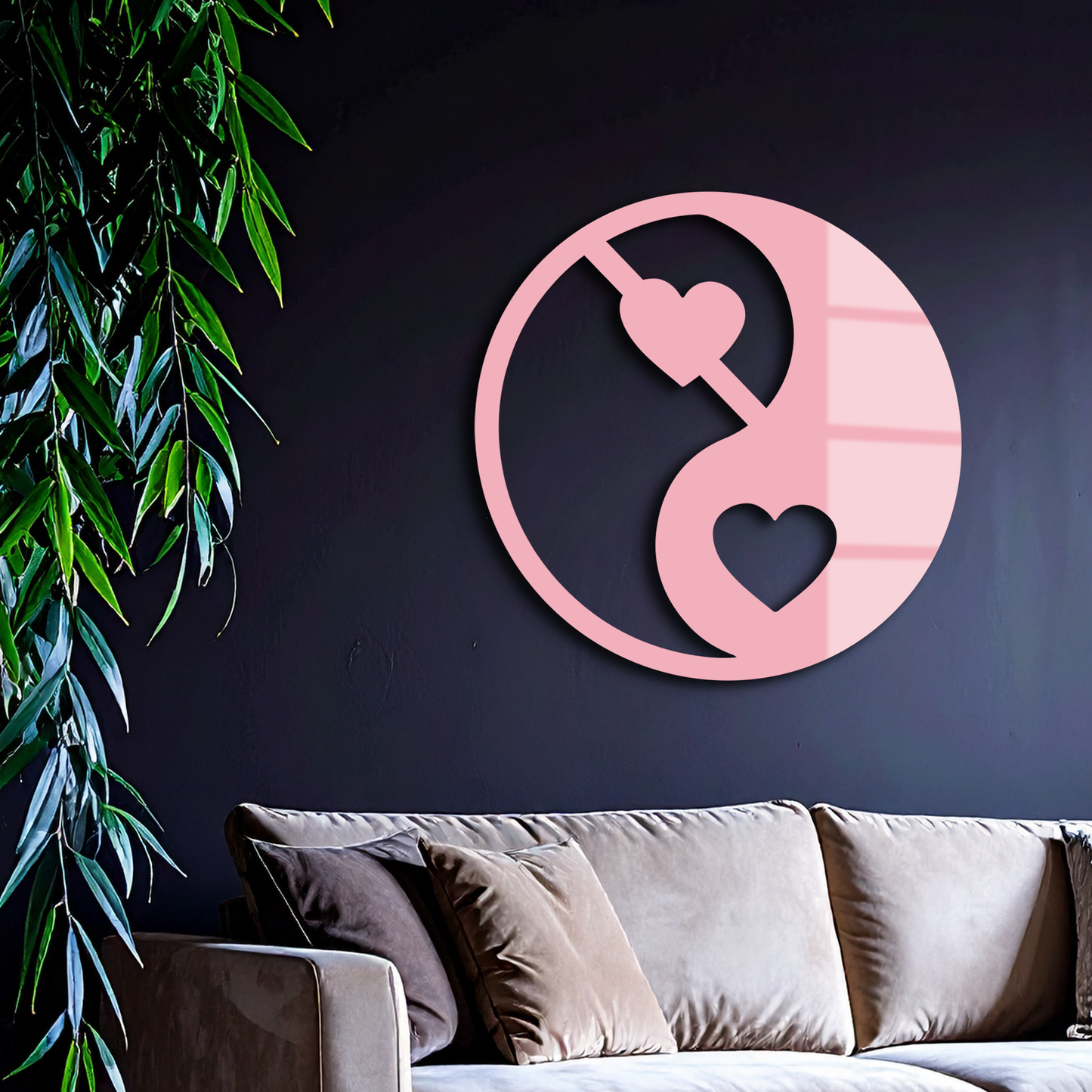 Yin Yang Heart Symbol Metal Wall Art – Modern Love Balance Decor - KAFGP075 - Tampa Home & Garden Store