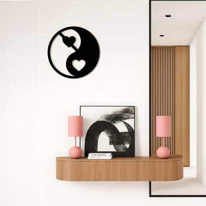 Yin Yang Heart Symbol Metal Wall Art – Modern Love Balance Decor - KAFGP075 - Tampa Home & Garden Store