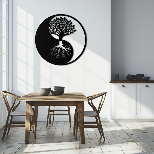 Yin-Yang Tree of Life Metal Wall Art - Harmonious Nature-Inspired Decor - KAF147 - Tampa Home & Garden Store