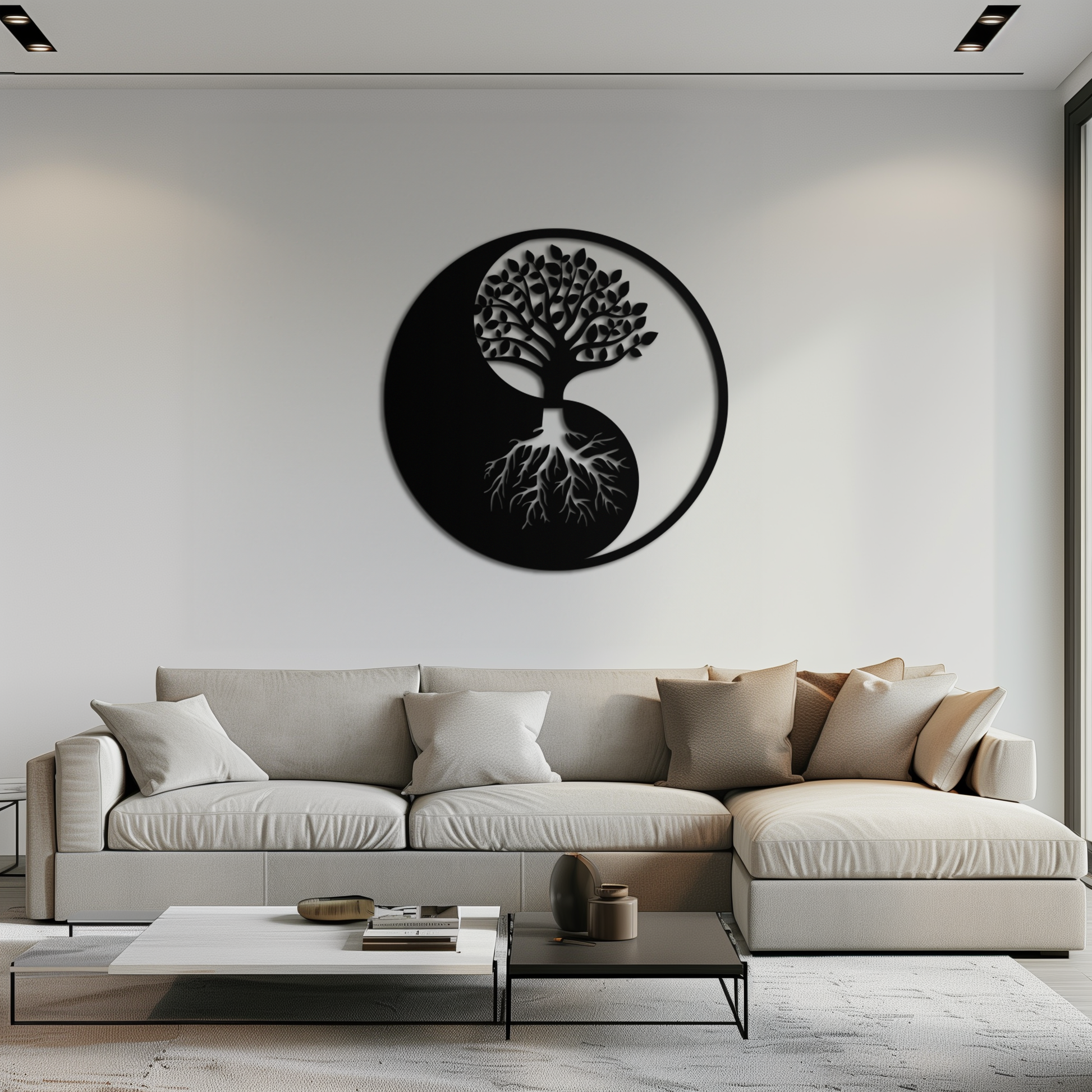 Yin-Yang Tree of Life Metal Wall Art - Harmonious Nature-Inspired Decor - KAF147 - Tampa Home & Garden Store