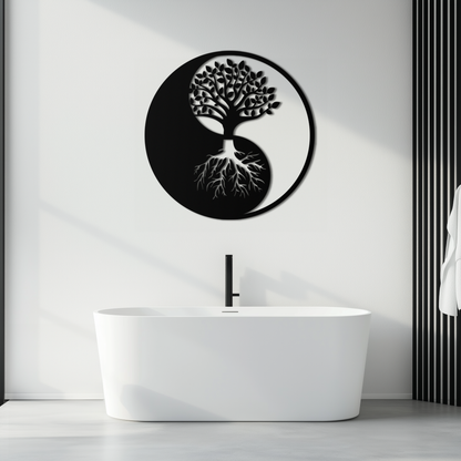 Yin-Yang Tree of Life Metal Wall Art - Harmonious Nature-Inspired Decor - KAF147 - Tampa Home & Garden Store