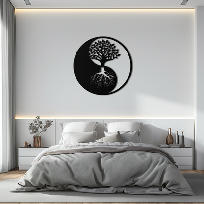 Yin-Yang Tree of Life Metal Wall Art - Harmonious Nature-Inspired Decor - KAF147 - Tampa Home & Garden Store