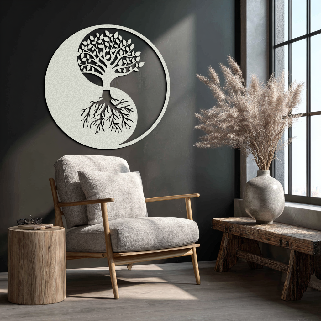 Yin-Yang Tree of Life Metal Wall Art - Harmonious Nature-Inspired Decor - KAF147 - Tampa Home & Garden Store