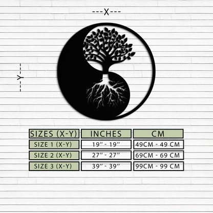 Yin-Yang Tree of Life Metal Wall Art - Harmonious Nature-Inspired Decor - KAF147 - Tampa Home & Garden Store