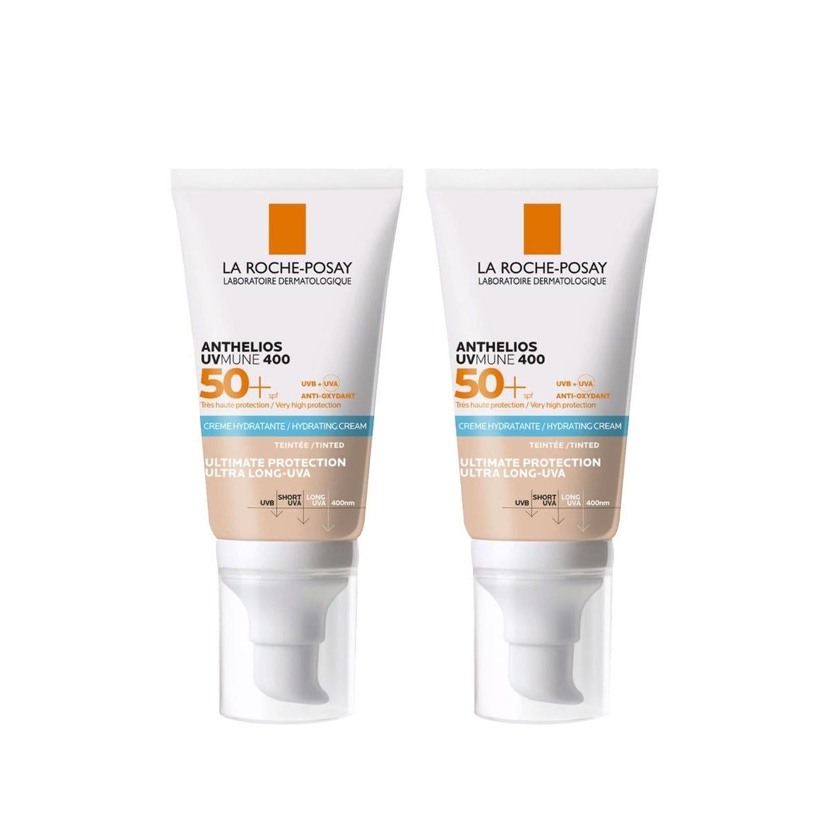 Anthelios UVMUNE 400 SPF50+ tinted hydrating sunscreen, 2 tubes, La Roche-Posay on Tampa Home & Garden Store