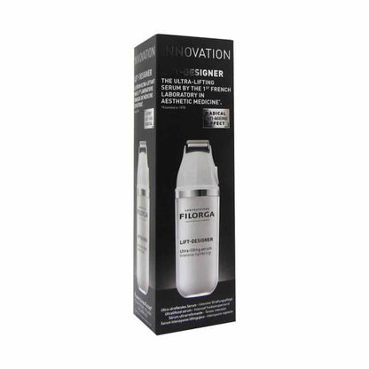 Filorga Lift-Designer serum bottle, 30ml, silver with white cap, black box on Tampa Home & Garden Store