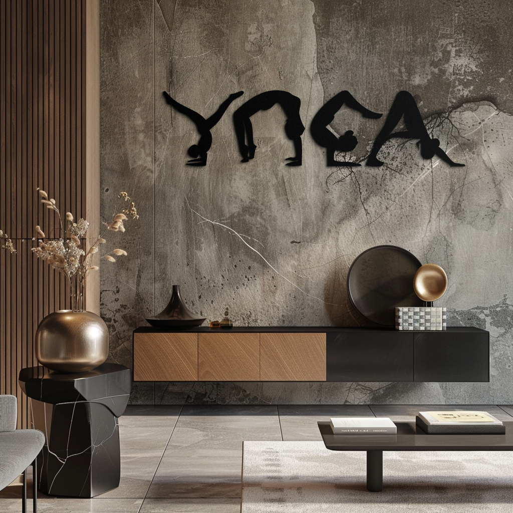Yoga Pose Silhouette Metal Wall Art – Modern Fitness Home Decor- KAF530 - Tampa Home & Garden Store