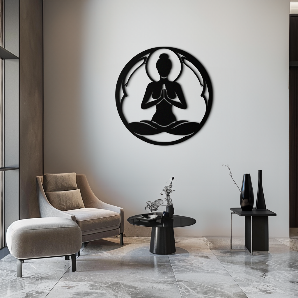Yoga Silhouette Metal Wall Art – Meditative Zen Pose Decor for Mindful Spaces- KAF378 - Tampa Home & Garden Store