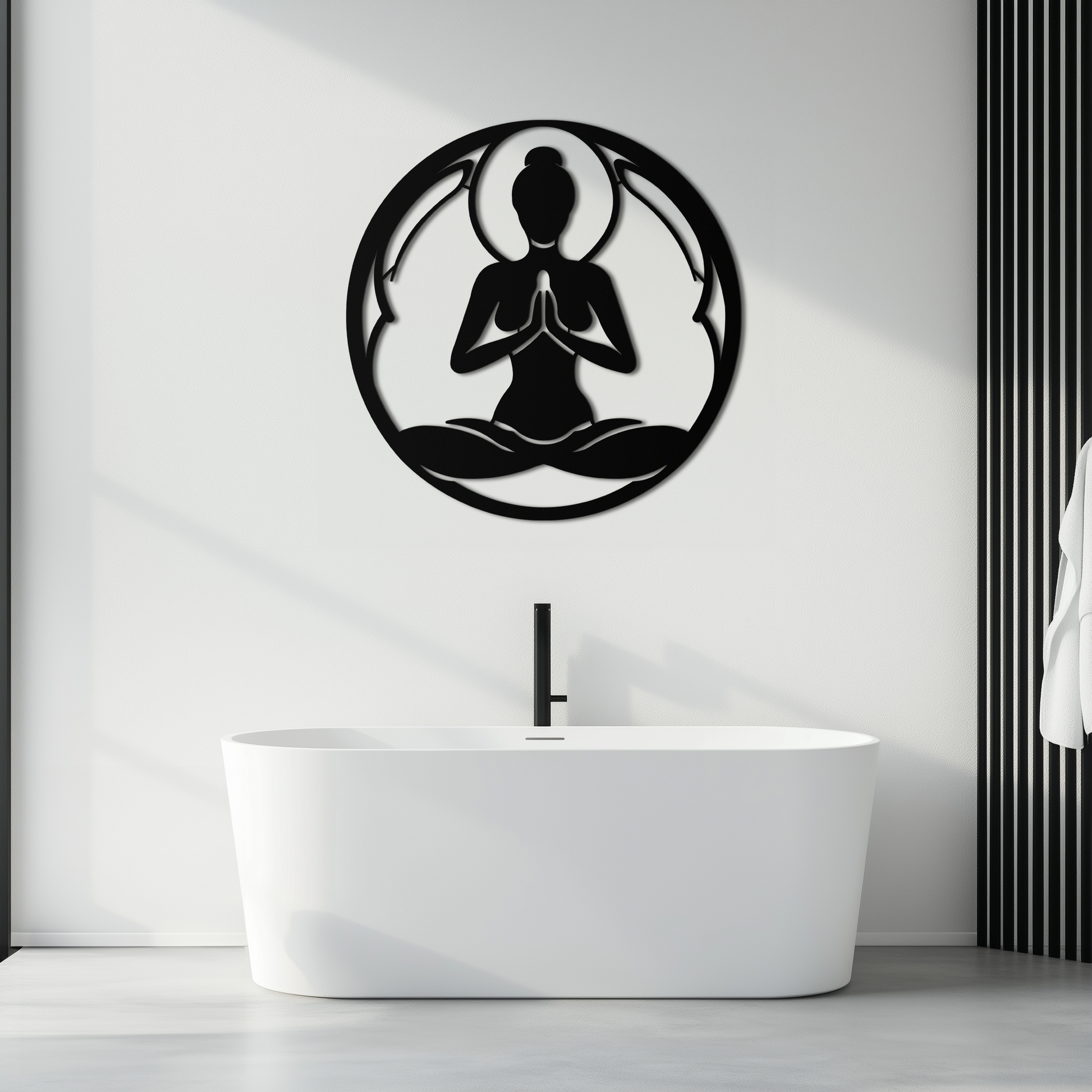 Yoga Silhouette Metal Wall Art – Meditative Zen Pose Decor for Mindful Spaces- KAF378 - Tampa Home & Garden Store