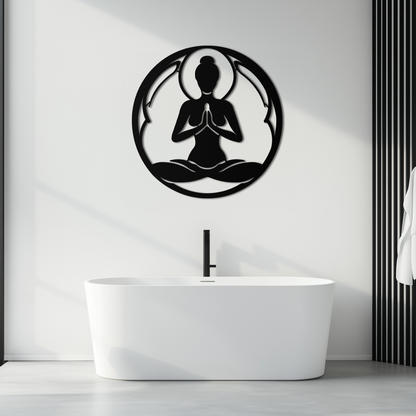 Yoga Silhouette Metal Wall Art – Meditative Zen Pose Decor for Mindful Spaces- KAF378 - Tampa Home & Garden Store