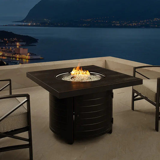 Yorke 40" Square Aluminum Convertible Gas Fire Pit Table - Tampa Home & Garden Store
