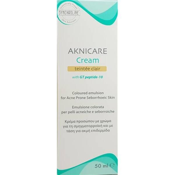 AKNICARE Cream tinted moisturizer box from Beauty Care Bag with teal accents, 50 ml on Tampa Home & Garden Store