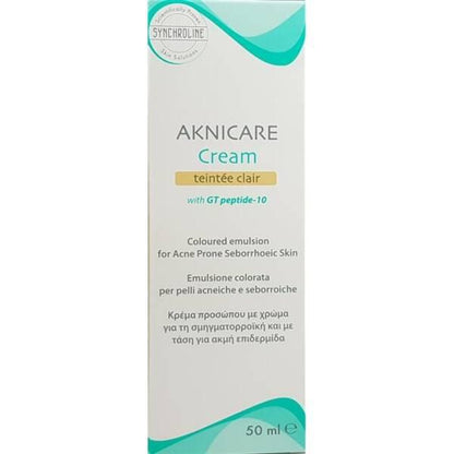 AKNICARE Cream tinted moisturizer box from Beauty Care Bag with teal accents, 50 ml on Tampa Home & Garden Store