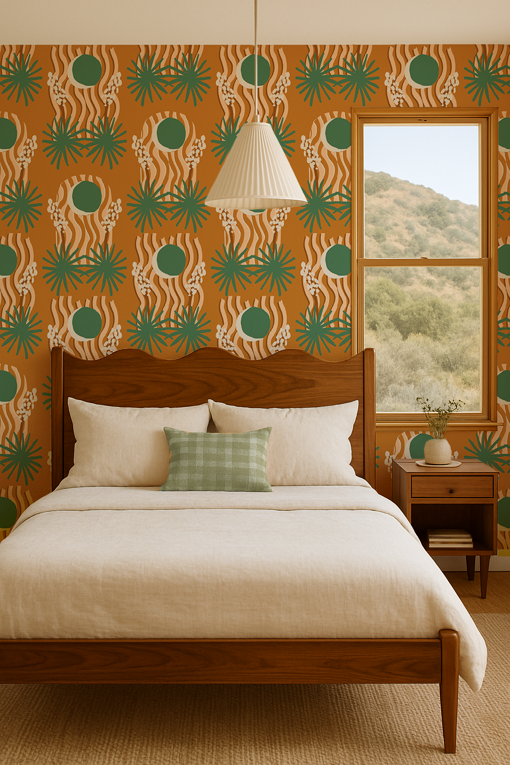 Yucca Moon Wallpaper, orange and green - Tampa Home & Garden Store