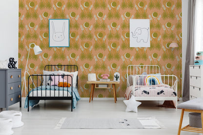 Yucca Moon Wallpaper, peach & green - Tampa Home & Garden Store
