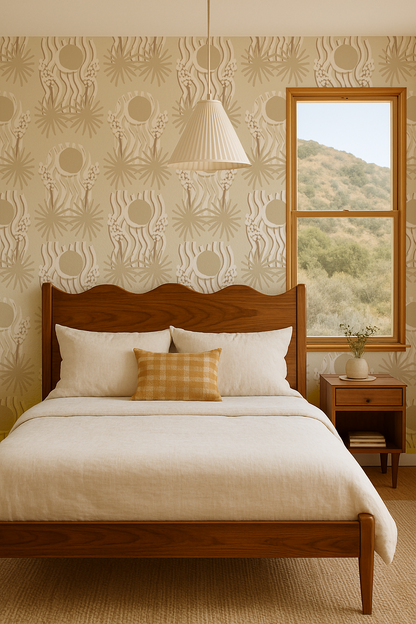 Yucca Moon Wallpaper, white and neutral - Tampa Home & Garden Store