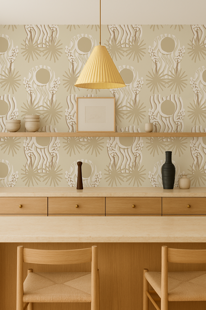 Yucca Moon Wallpaper, white and neutral - Tampa Home & Garden Store