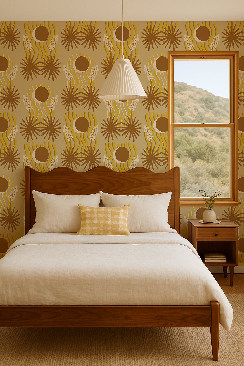 Yucca Moon Wallpaper, yellow and rust - Tampa Home & Garden Store