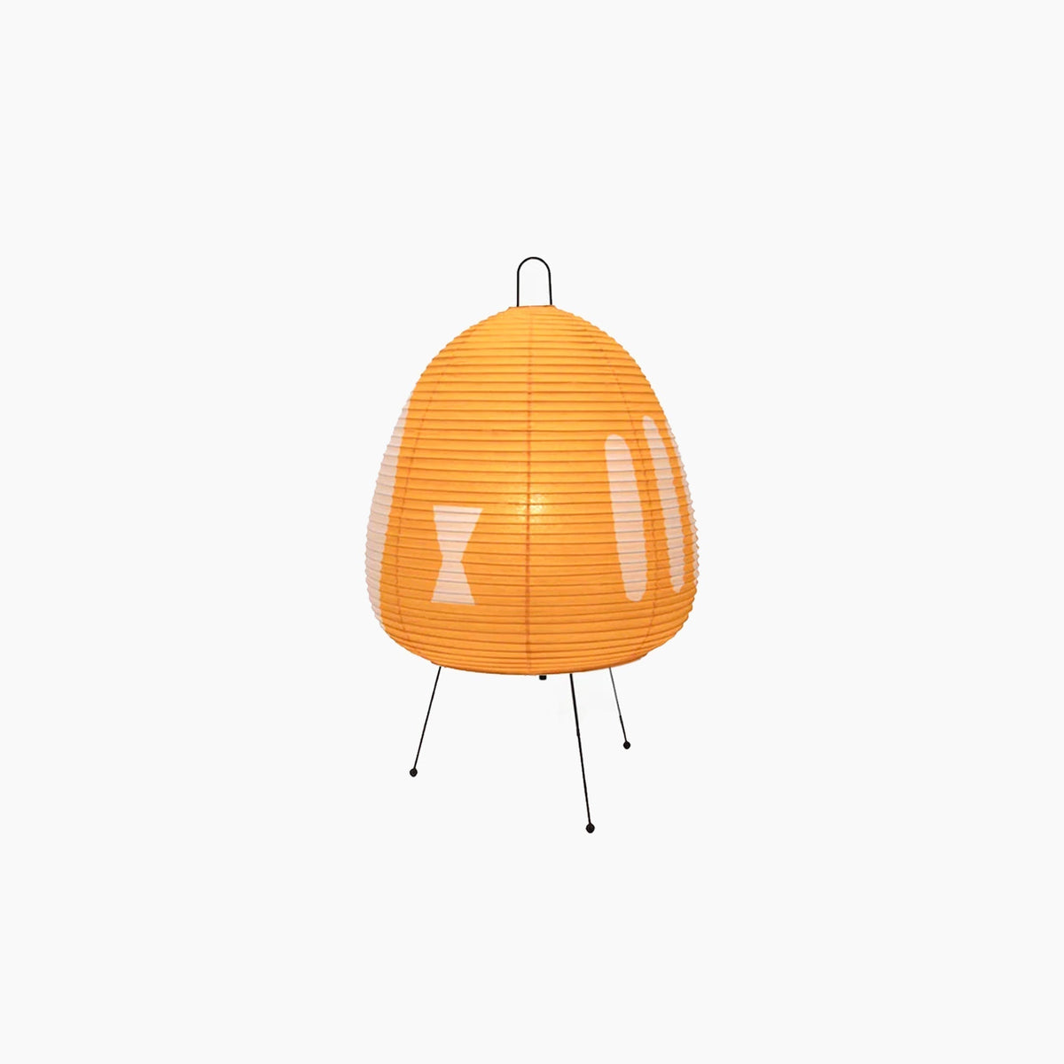 Rice Paper Floor Lamp orange ribbed shade with black tripod legs Moktan Sabai on Tampa Home & Garden Store