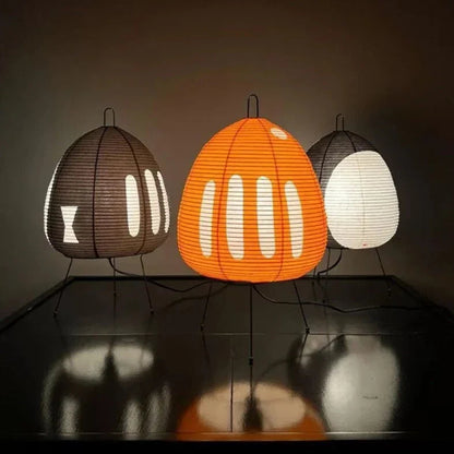 Rice paper floor lamp trio orange brown and white side lanterns for warm ambient light on Tampa Home & Garden Store