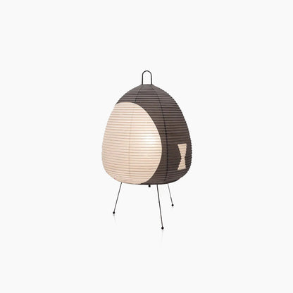 Rice Paper Floor Lamp Moktan Sabai with beige and brown circular panels, tripod black legs on Tampa Home & Garden Store