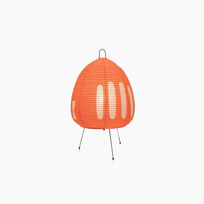 Rice paper floor lamp Moktan Sabai orange lantern shade with white vertical stripes tripod legs on Tampa Home & Garden Store