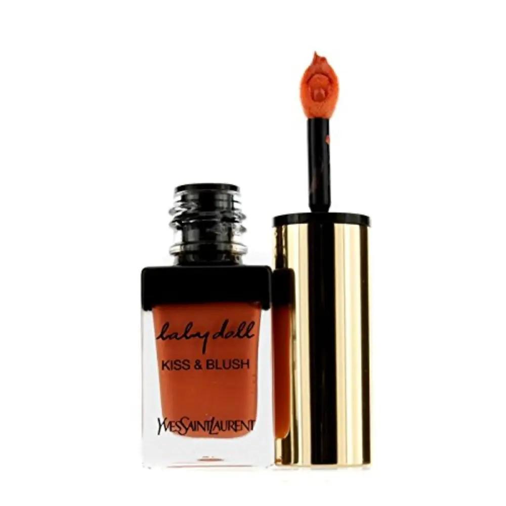 YSL Baby Doll Kiss and Blush Rouge lip and cheek stain orange shade glass bottle gold cap on Tampa Home & Garden Store