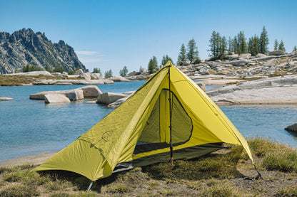 Trekker Pyramid 1-Person Backpacking Tent, yellow with black trim, River Country Gear on Tampa Home & Garden Store