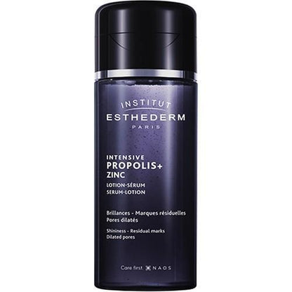 Institut Esthederm Intensive Propolis+ Zinc Lotion-Serum bottle in deep blue with black cap on Tampa Home & Garden Store