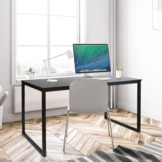 Black Metal Frame Wood Top Modern Home Office Laptop Computer Desk Writing Table - Tampa Home & Garden Store