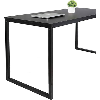 Escritorio de ordenador portátil y escritura moderno para oficina en casa con tablero de madera y estructura de metal negro